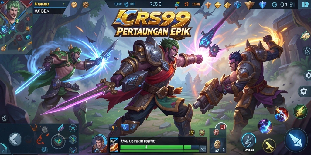 Tampilan gameplay seru di arena pertarungan MOBA.