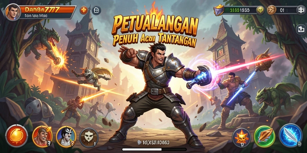 Screenshot gameplay DANA777 menunjukkan aksi pertarungan yang intens.