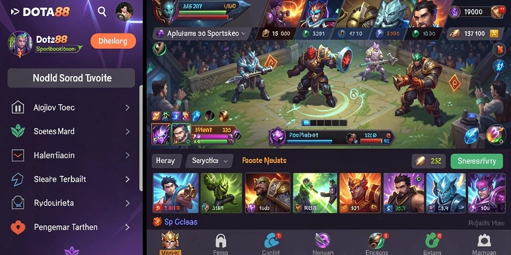 Tampilan antarmuka pengguna DOTA88 yang menarik dan informatif.