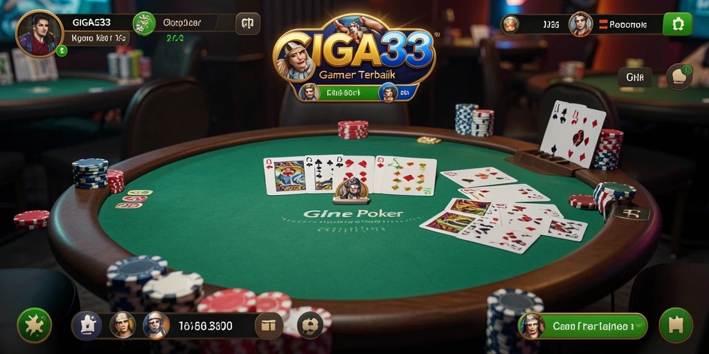 Tampilan gameplay menarik dari GIGA33 dengan suasana Poker yang mendebarkan.