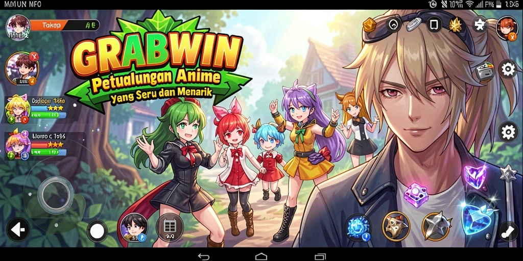 Tangkapan layar menarik dari gameplay seru GRABWIN di dunia anime.