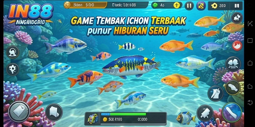 Screenshot gameplay IN88 menampilkan aksi seru tembak ikan.