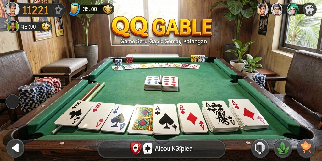 Gameplay menegangkan dari QQ1221 dalam permainan Gaple.