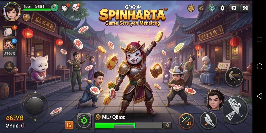 Tampilan gameplay menarik dari SPINHARTA, game QiuQiu seru.