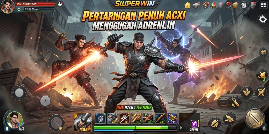 Tampilan gameplay <strong>SUPERWIN</strong> dengan pertarungan mendebarkan.