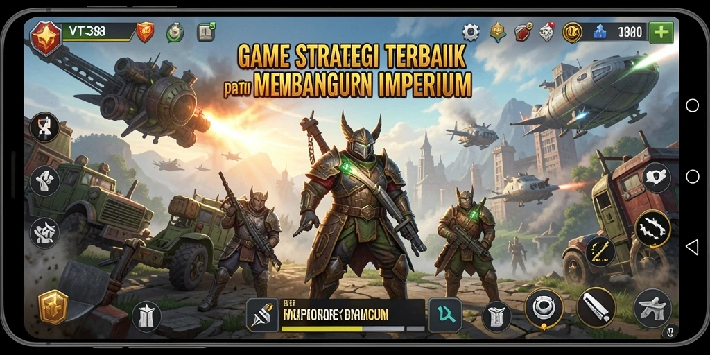 Tangkapan layar gameplay VT38 menunjukkan berbagai fitur manajemen dan pertempuran.