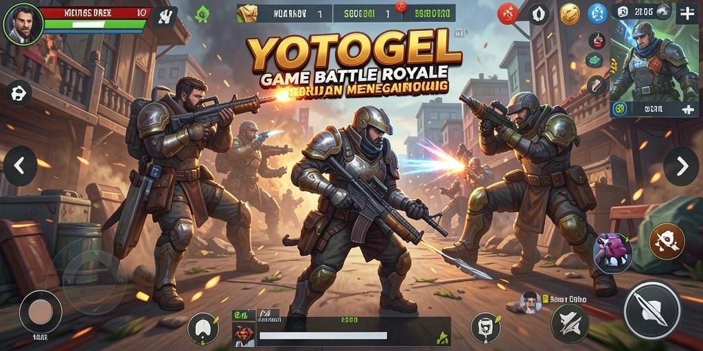 Gameplay seru YOTOGEL dalam pertempuran Battle Royale.